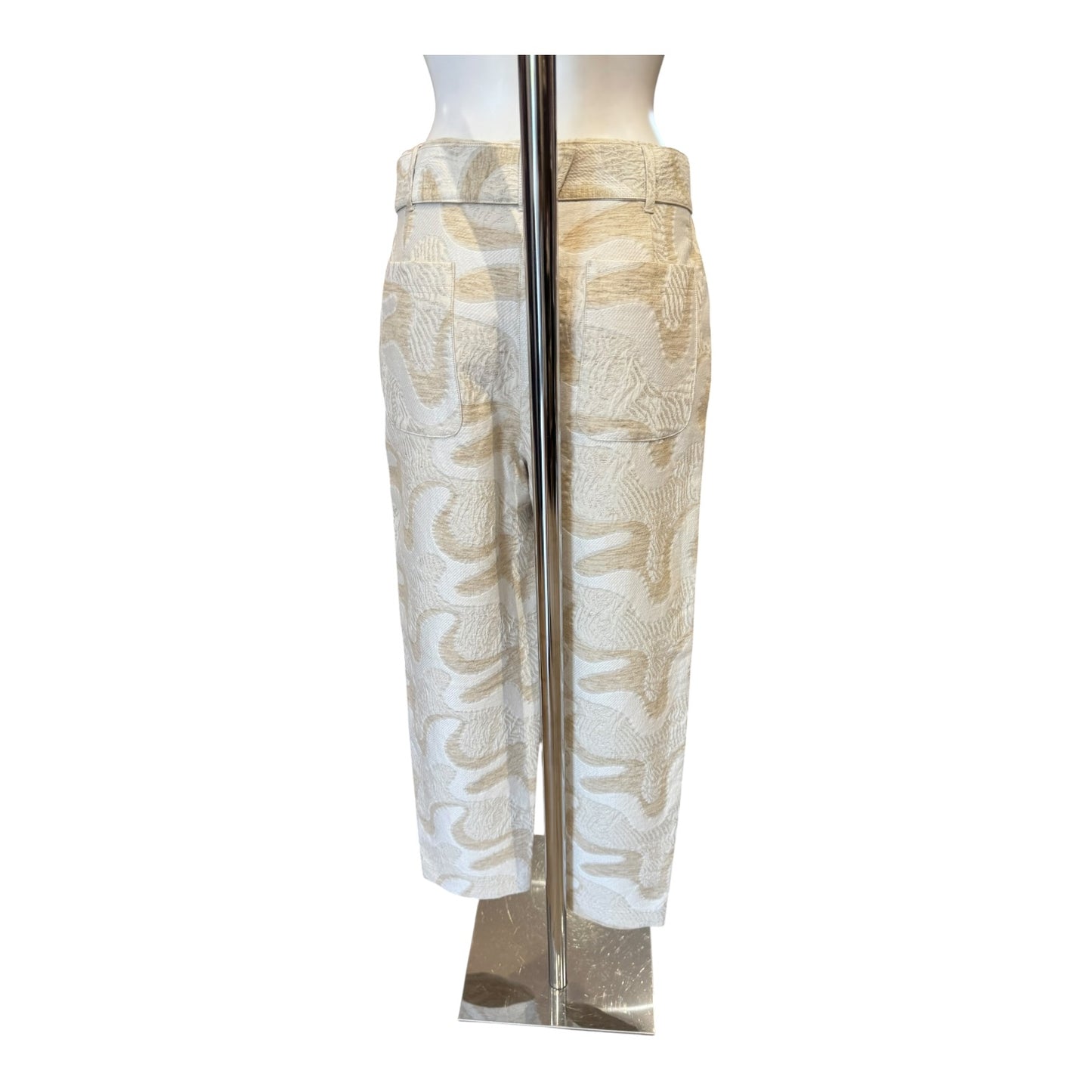 Jaeger Cotton Rich Jacquard Belted Tapered Trousers - 10