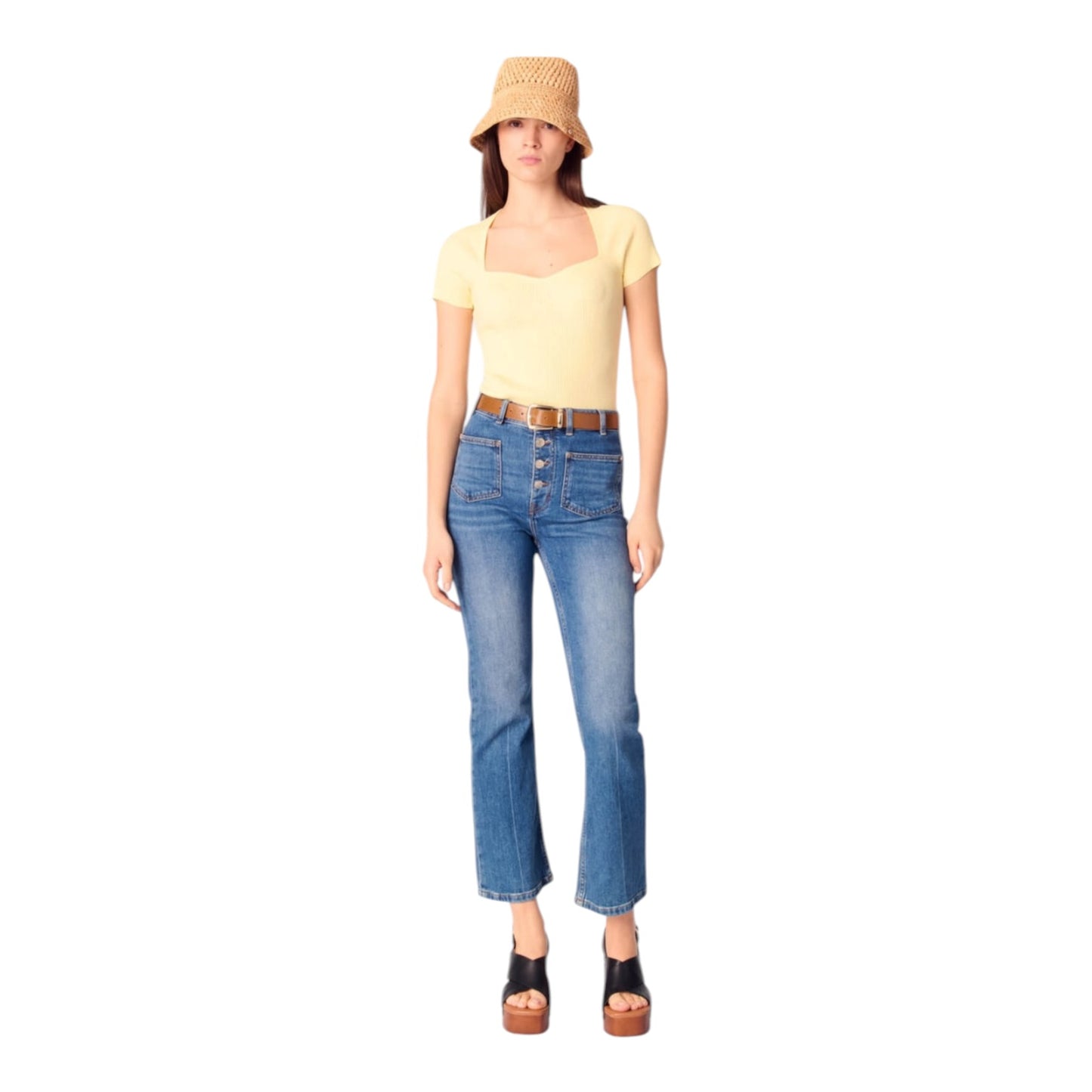 Maje Yellow Rib Knit Top - 8/10
