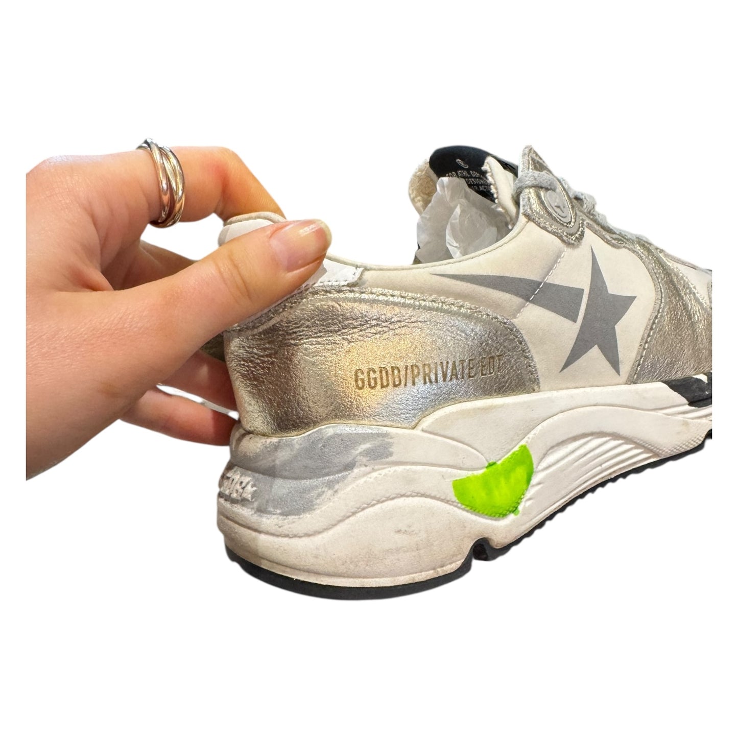 Golden Goose Private Edition Running Star in White and Silver - 37/4
