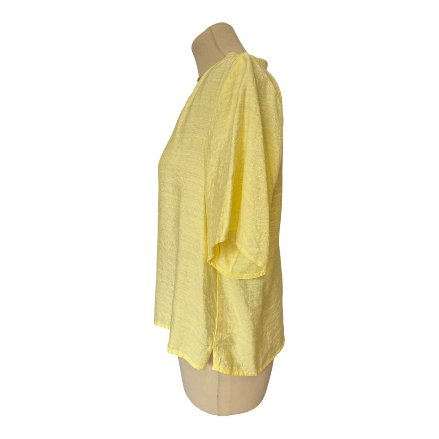 Costa Mani Yellow V Neck Blouse - 12 - NEW