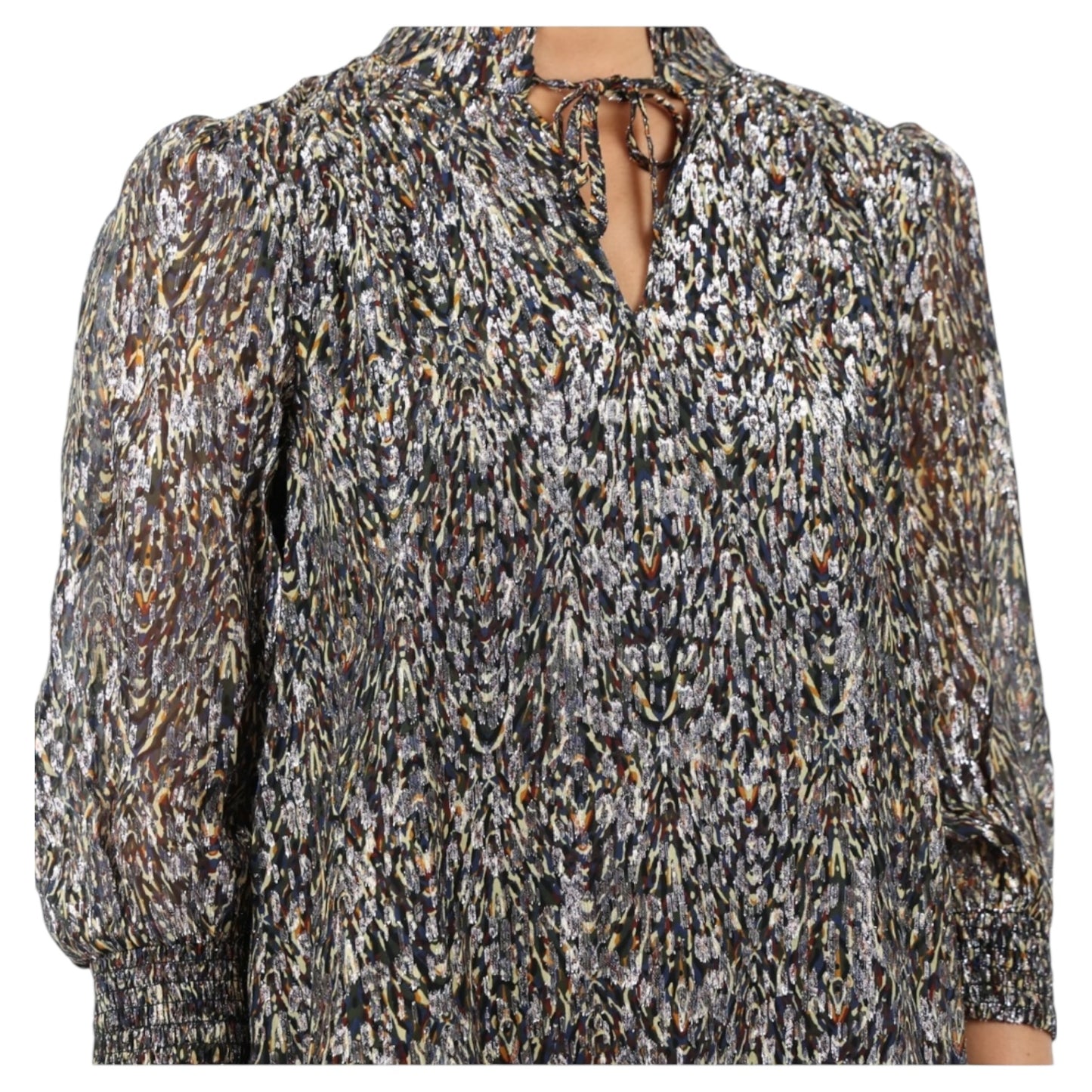 Ba&sh Gallas Metallic Tie Neck Top - 12