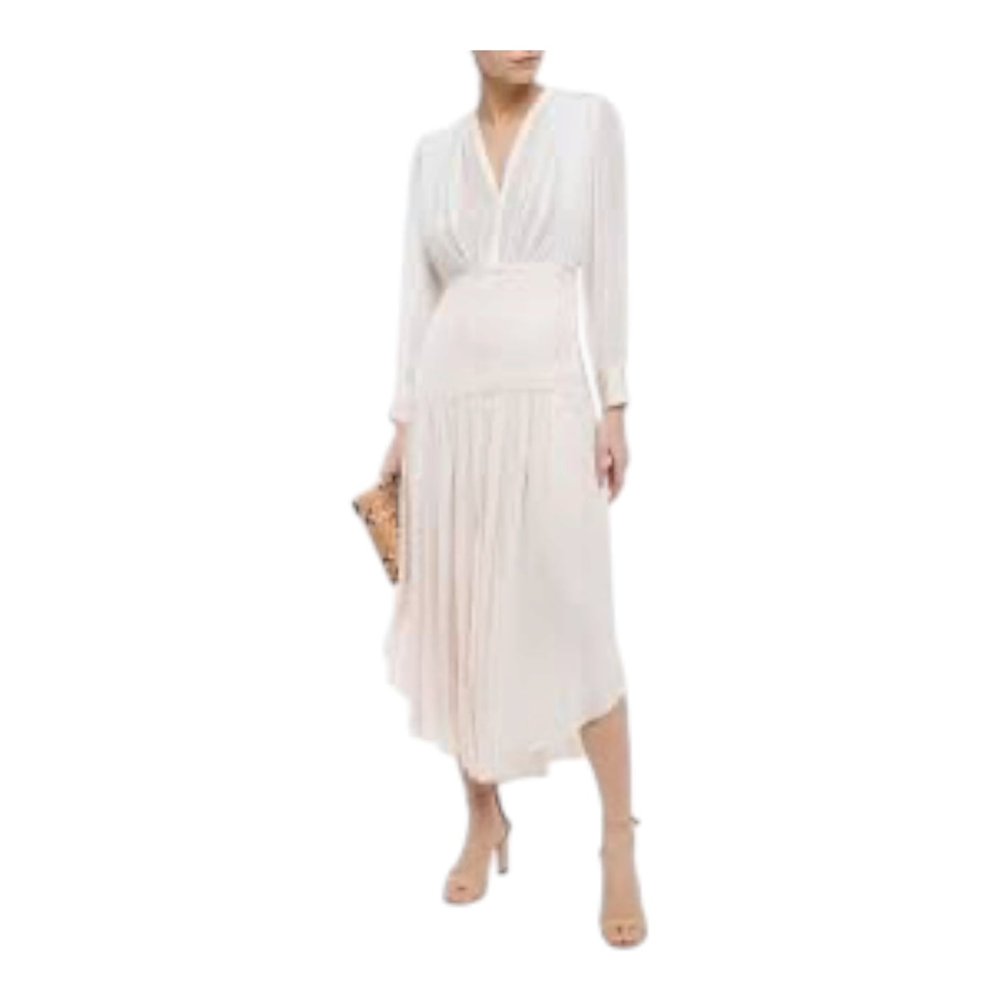 Sandro White and Blush Chiffon Panelled Dress - 12