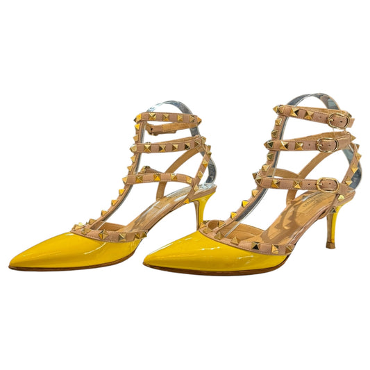 Valentino Yellow and Blush Pink Pointed Toe Stiletto Heels - 37.5 / 4.5