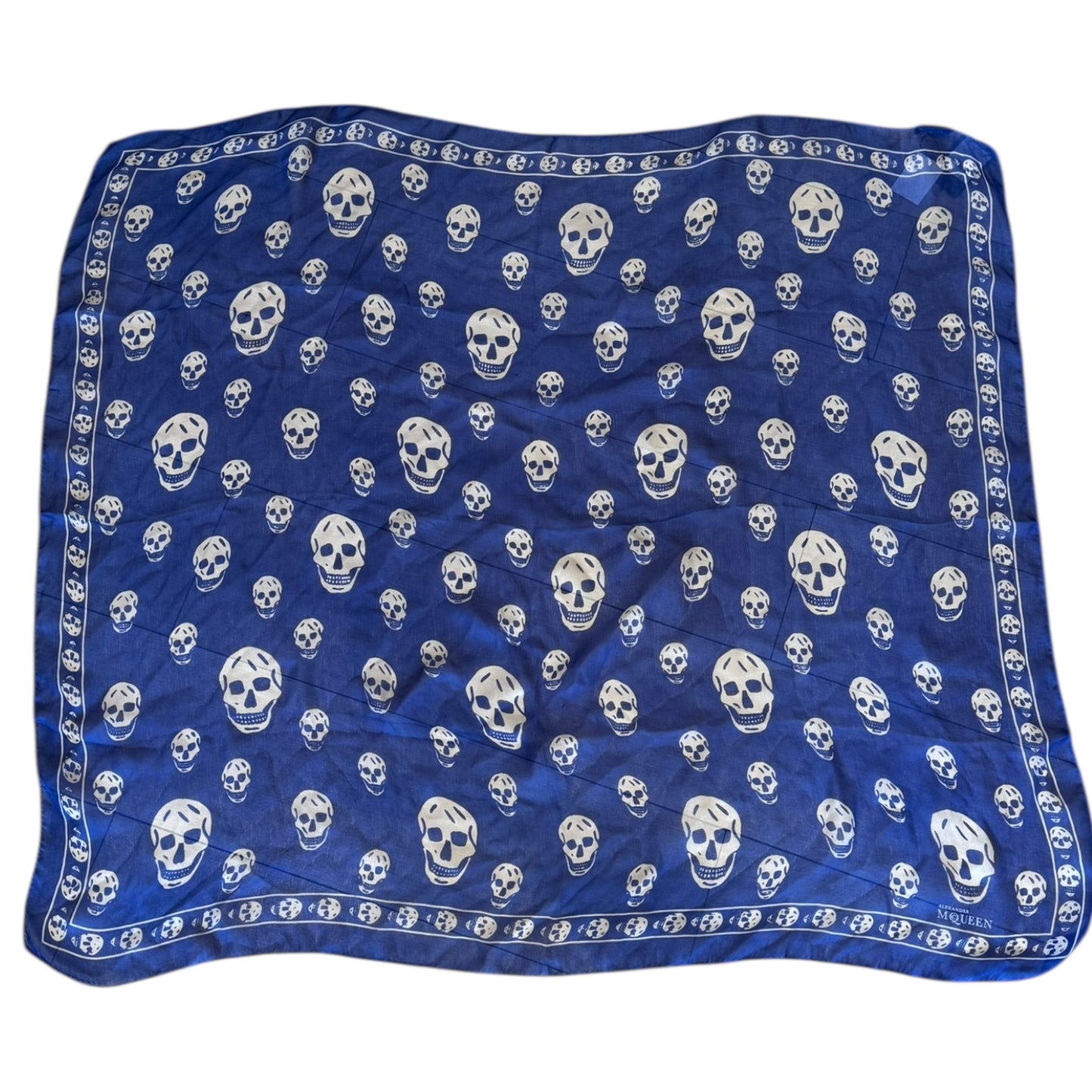 Alexander McQueen Blue and White Silk Scarf - NEW