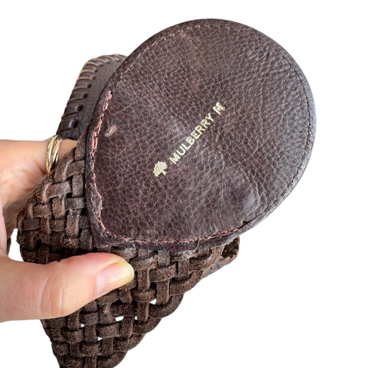 Mulberry Brown Woven Leather Belt - M