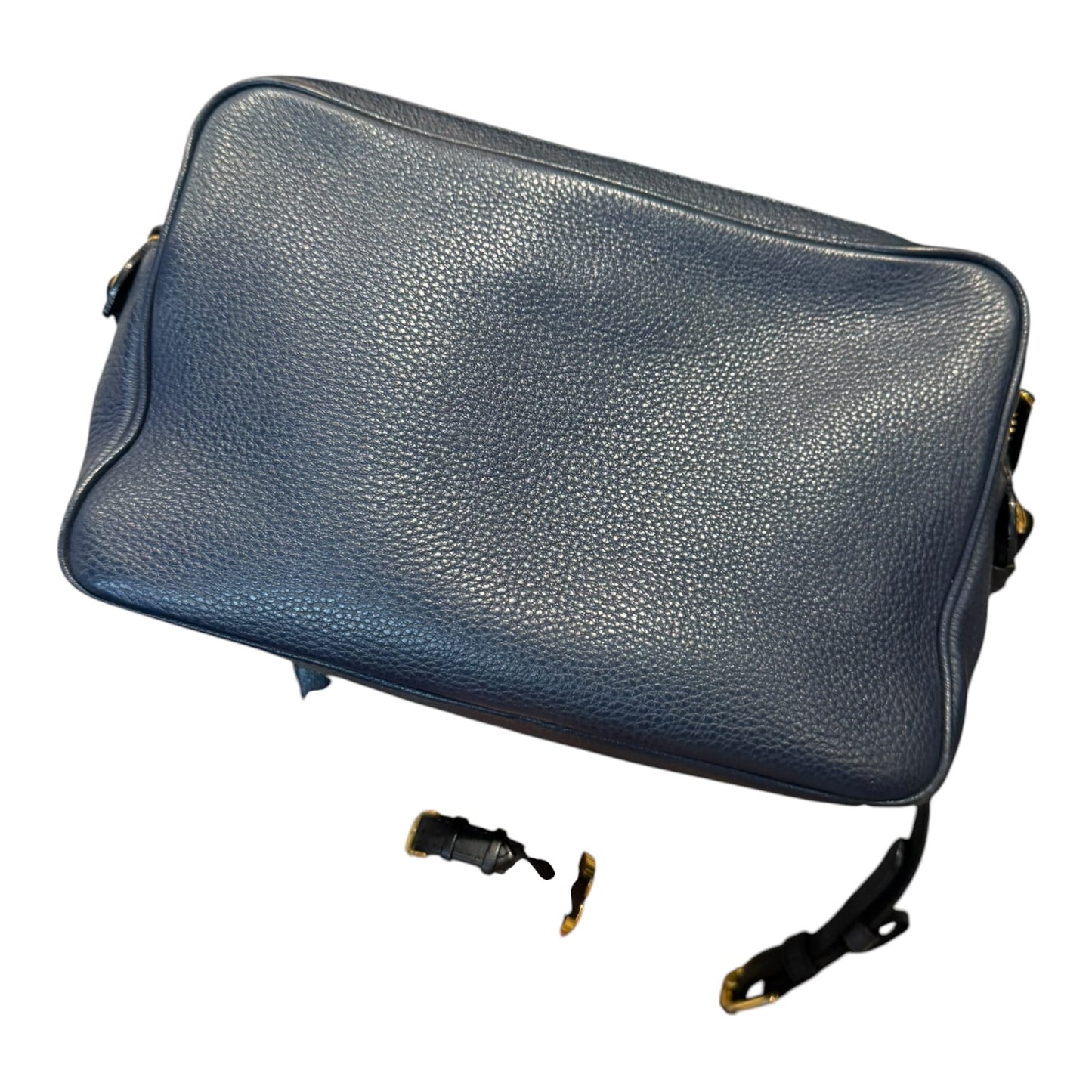 Prada Navy Blue Vitello Phenix Leather Cross Body Bag