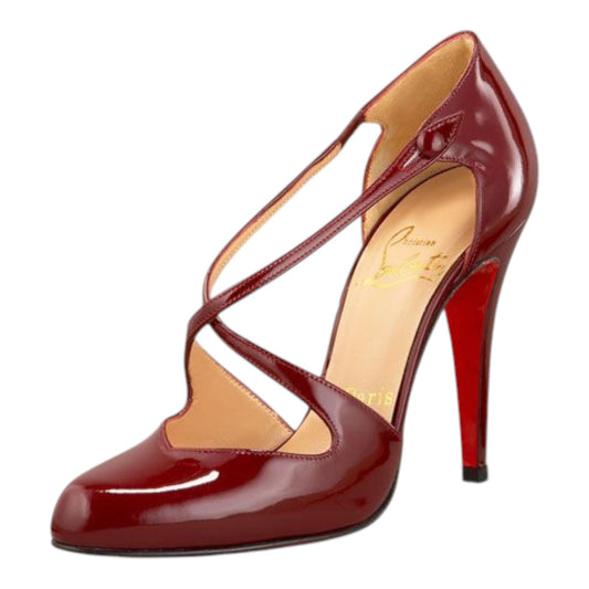 Christian Louboutin Triclo 100 Patent Burgundy Heels - 41 / 8