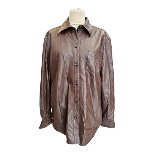 Escada Sport Brown Leather Shirt - 14/16