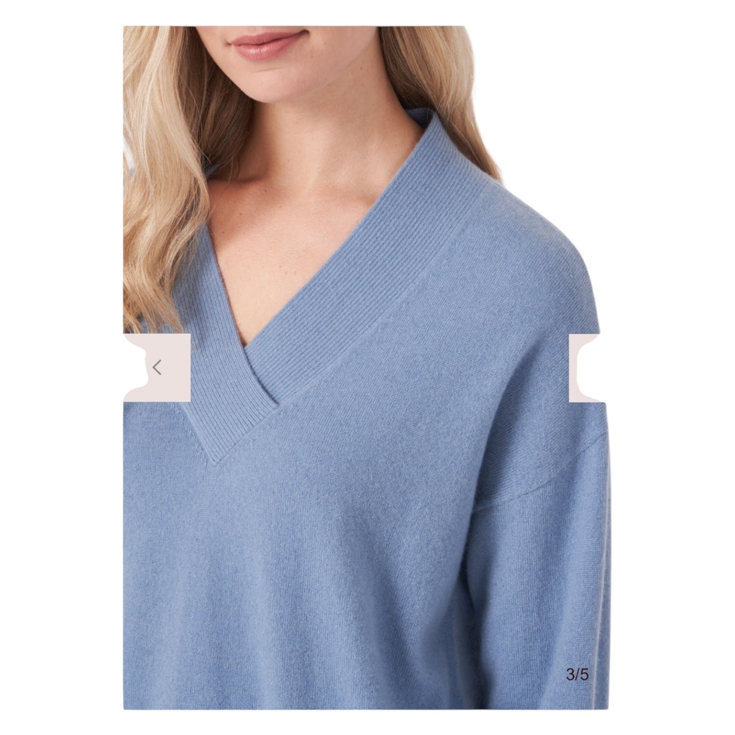 Repeat Blue 'Water' Deep V-neck Cashmere Sweater - 12/14