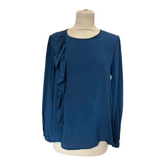 Claudie Pierlot Teal Silk Ruffle Blouse - 8/10