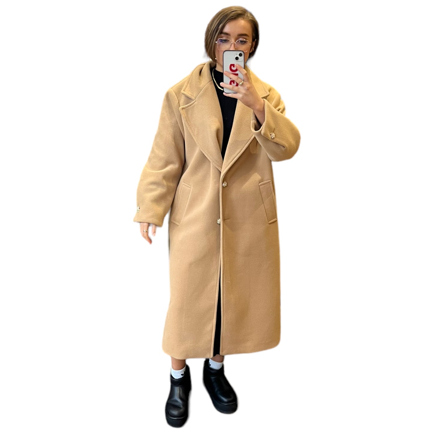 NEW Access Camel Coat with Accent Buttons - 12/14