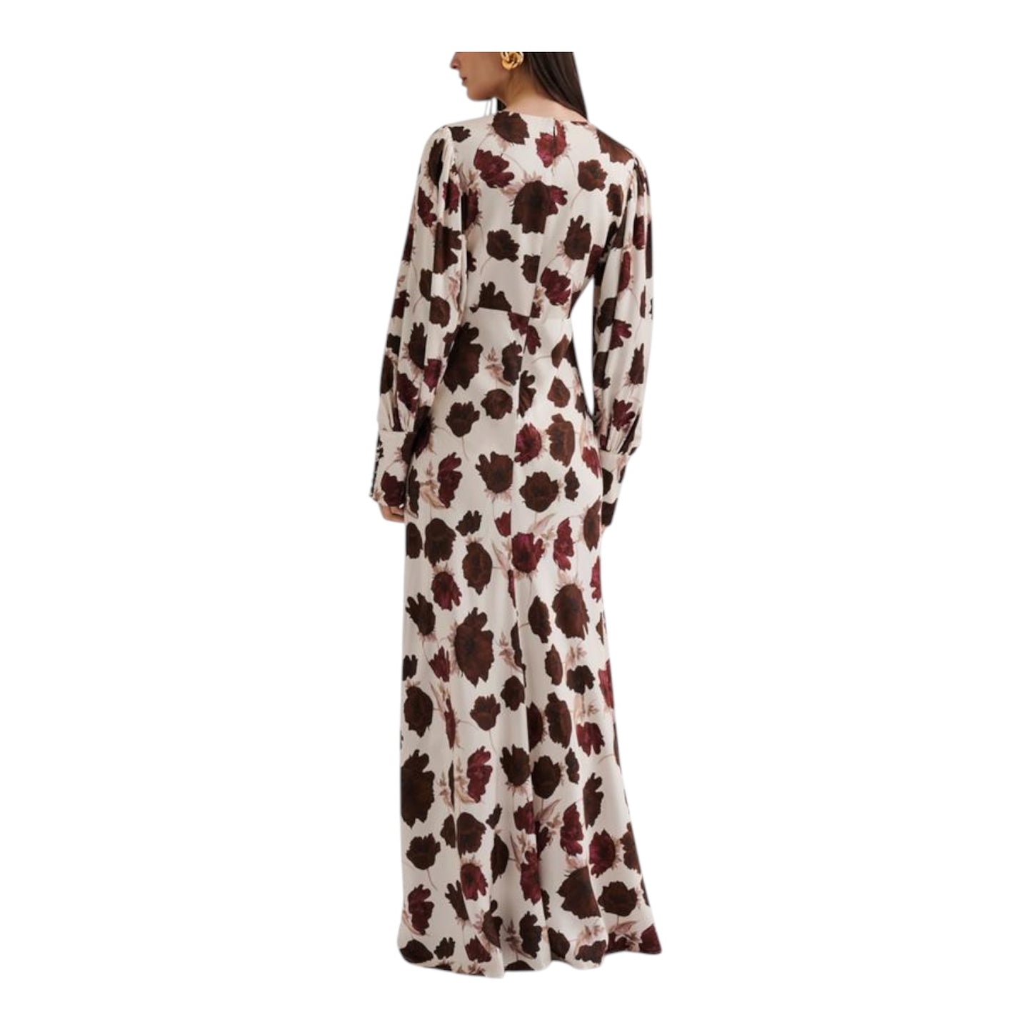 Malina Alize Floral Satin Maxi Dress in Wine Peony - 12/14