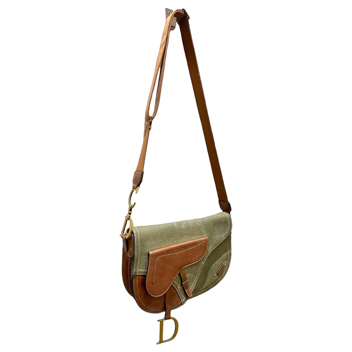 Dior Green Canvas Saddle Bag