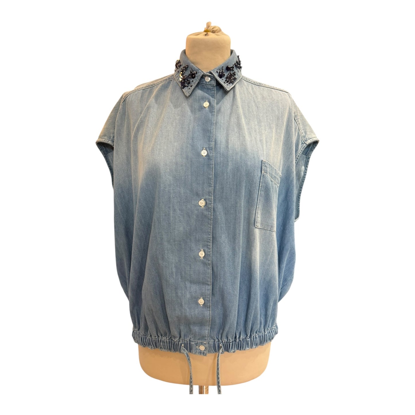 Fabiana Filipppi Blue Denim Drawstring Blouse - 10