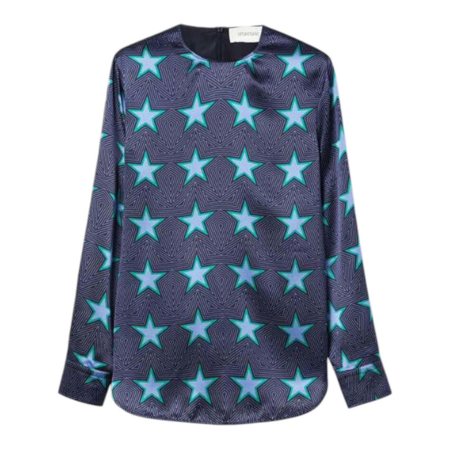 SportMax Blue and Green Star Silk Shirt - 12