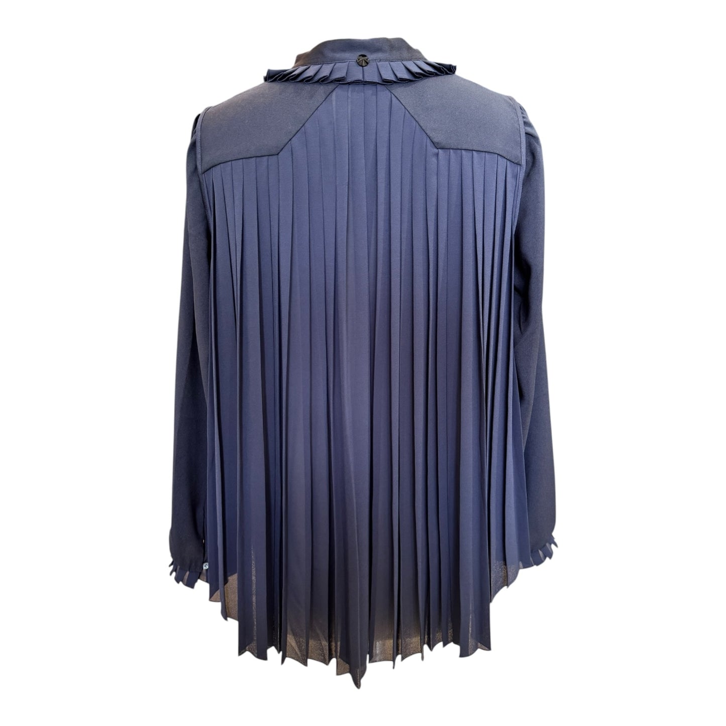 High Tech Equate Navy Ruffle Blouse - 14 - NEW