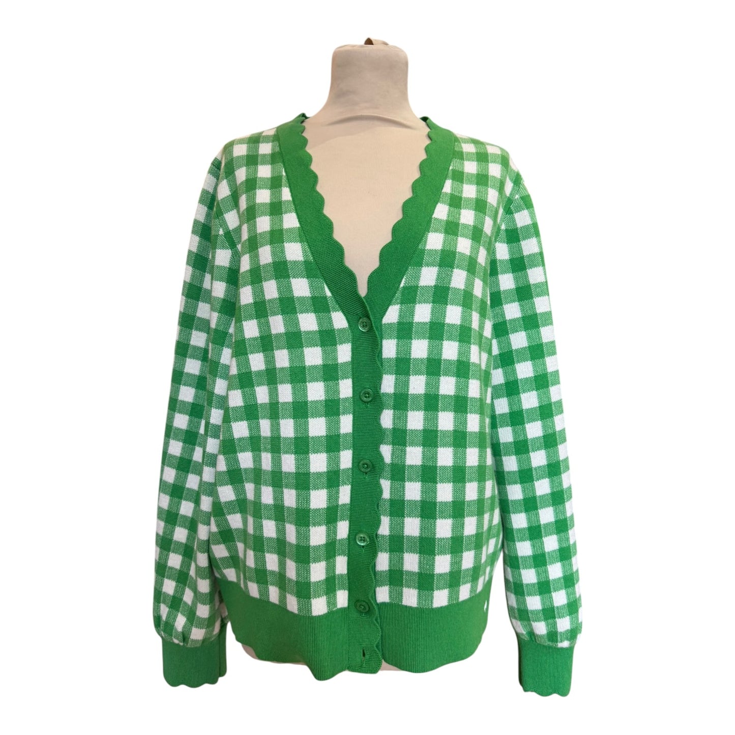 Kate Spade Green Gingham Cardigan - 16