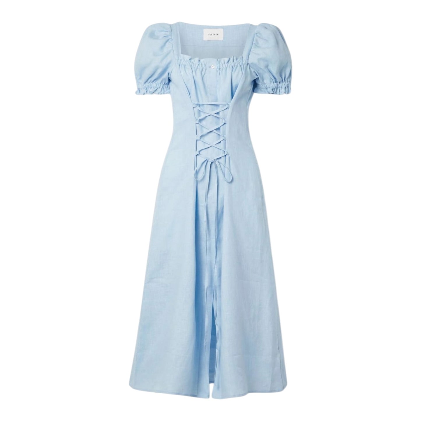Sleeper Marquise Linen Dress in Azure Blue - 12/14