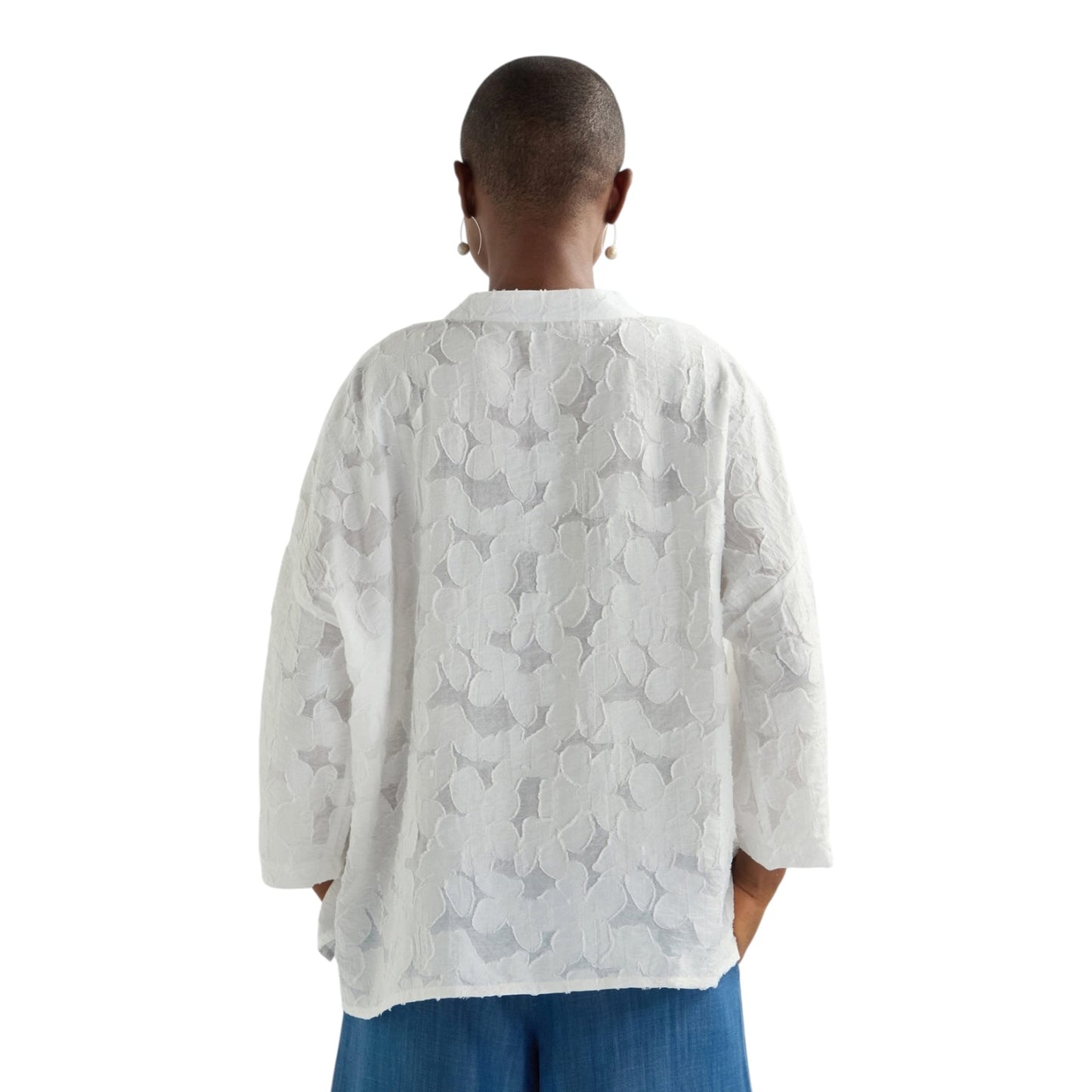 Sahara Floral Burnout White Shirt - 18 - NEW
