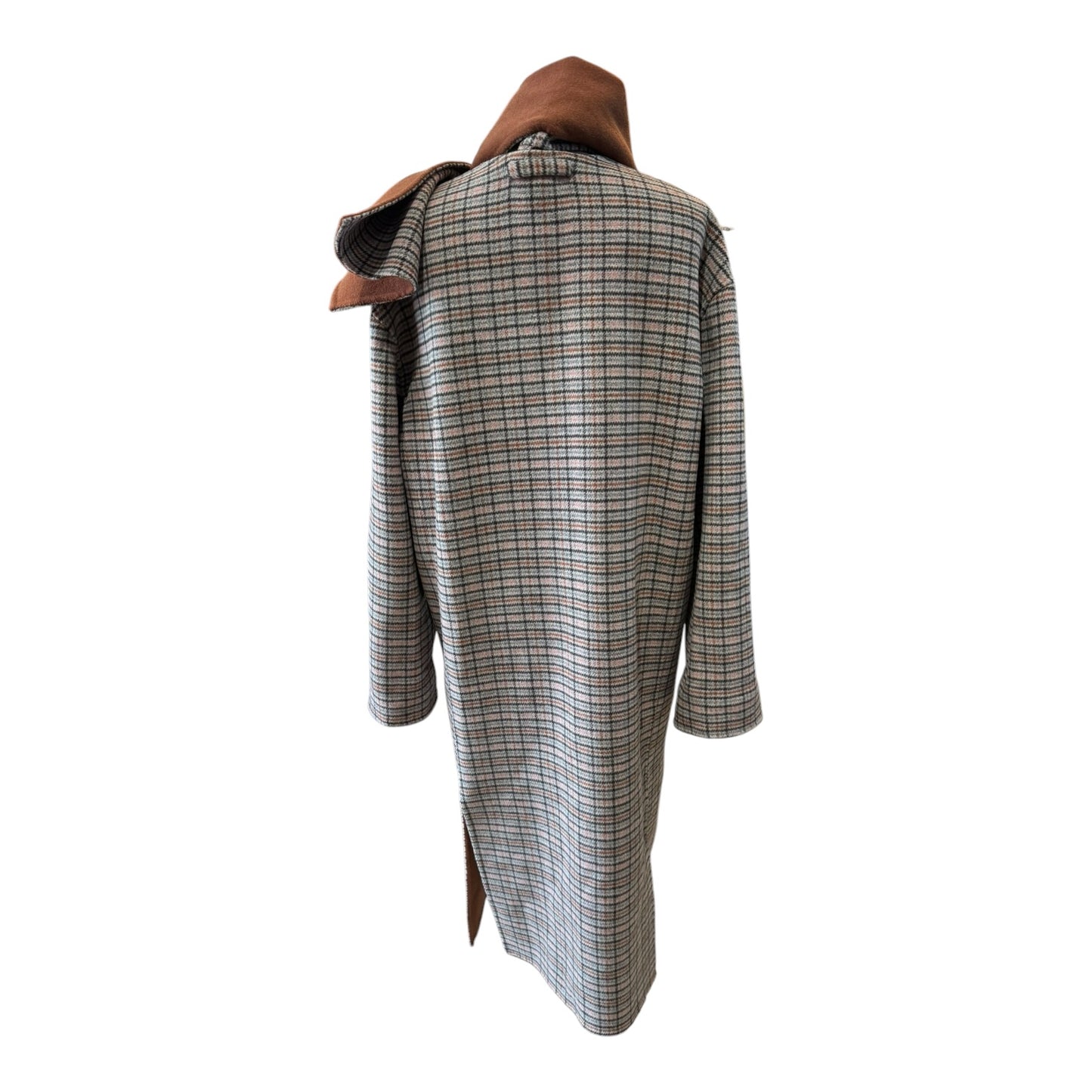 Jaeger Reversible Brown and Check Coat with Scarf - 12