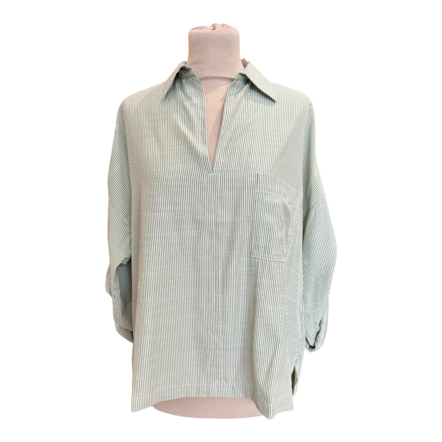 Max Studio London Green Stripe Shirt - 12
