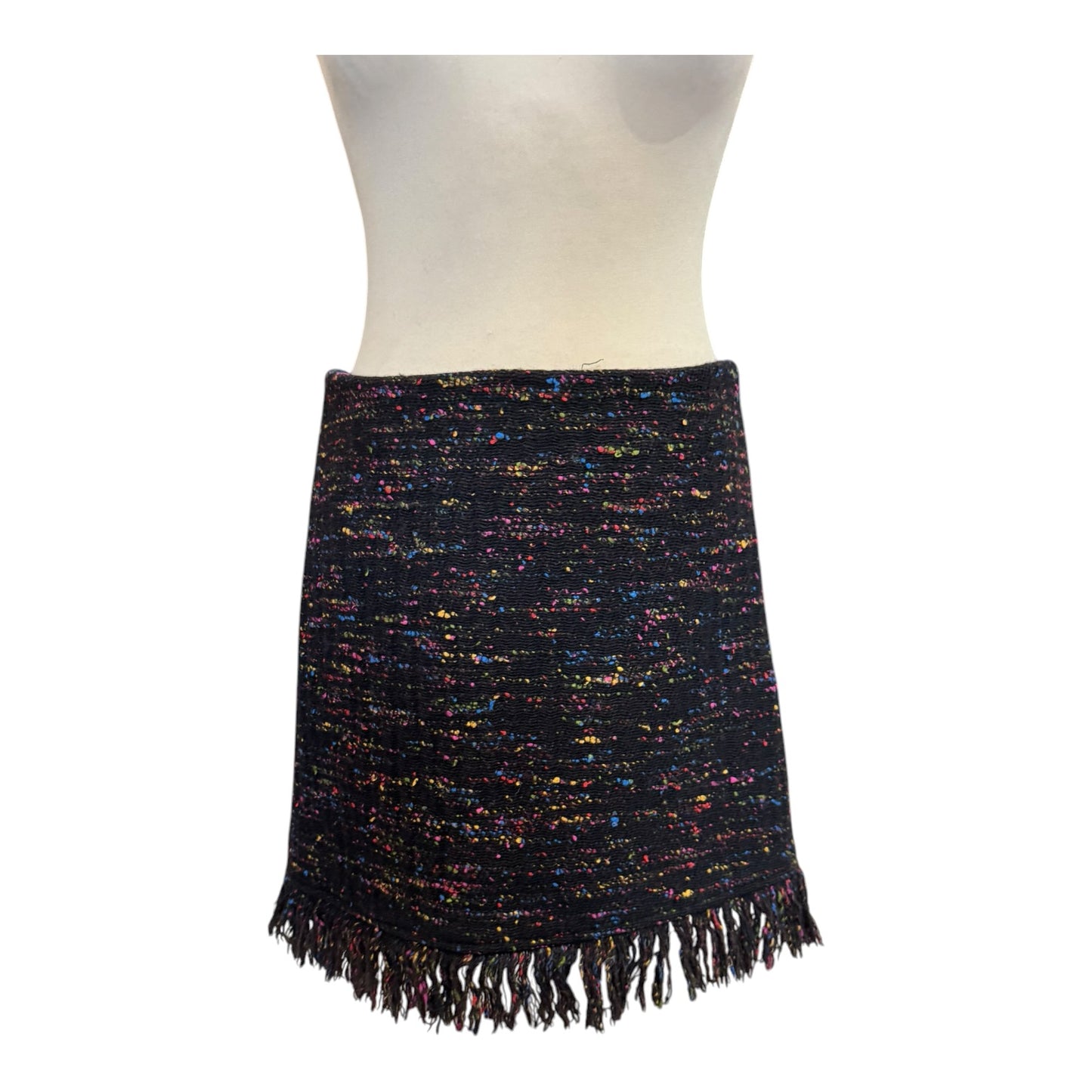 Ganni Black Rainbow Tweed Skirt Suit - 8