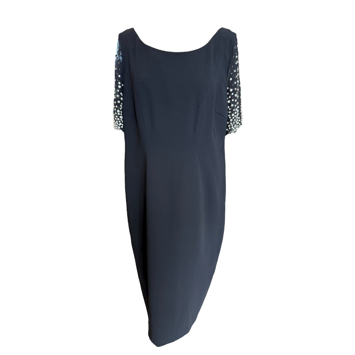 Marina Rinaldi Black Beaded Sleeve Sheath Dress - 16