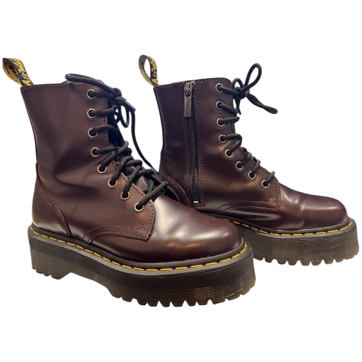 Dr Martens Burgundy Jadon Smooth Leather Platform Boots - 37/4