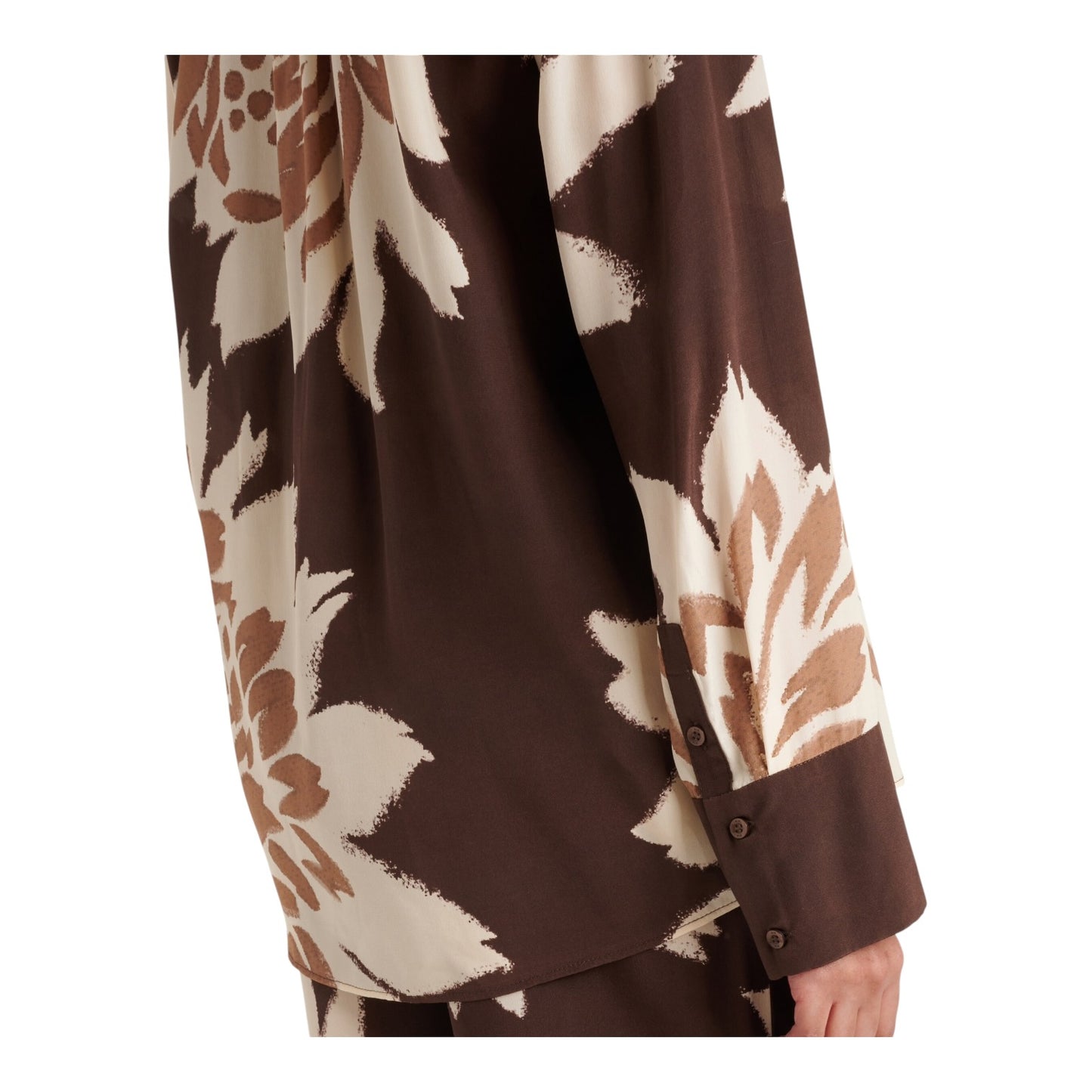 Sir Brown Floral Silk Satin Shirt - 14/16