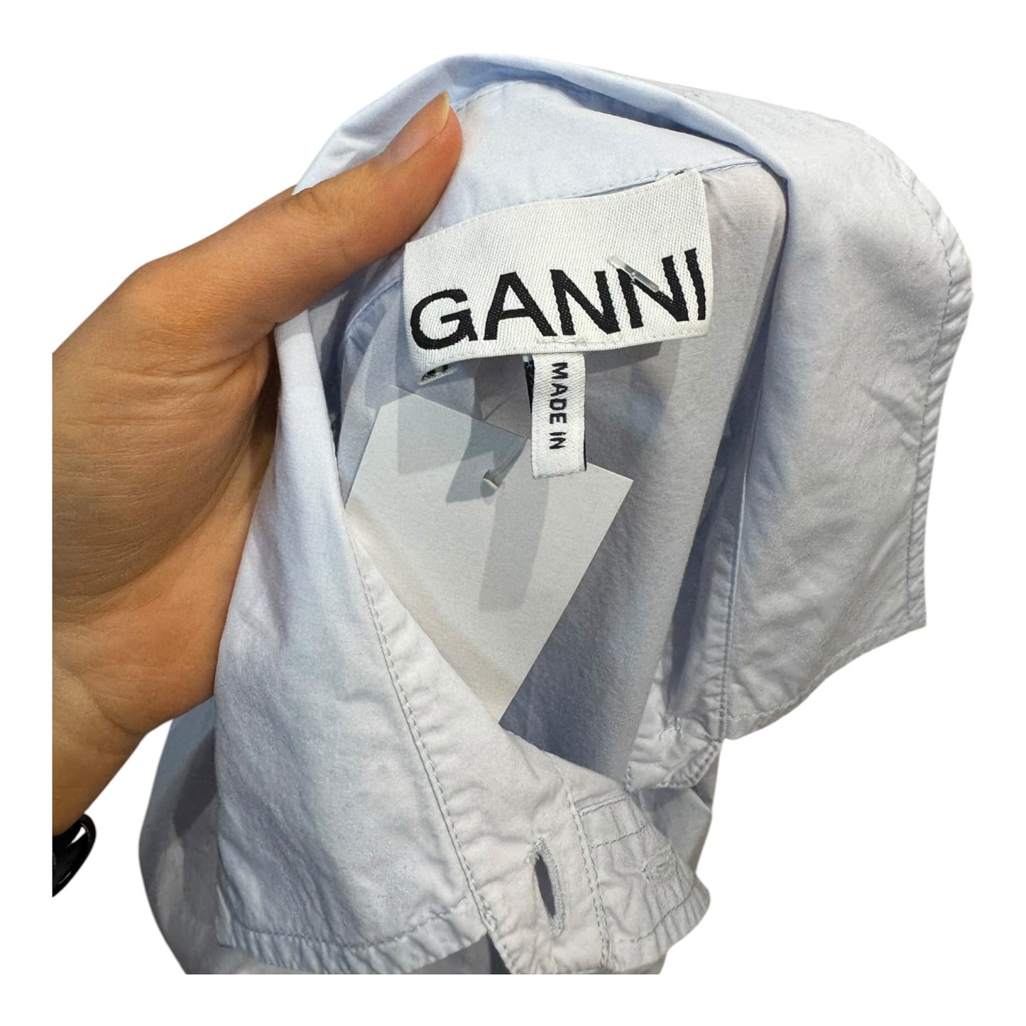 Ganni Blue Oversized Shirt in Cotton Poplin - 12