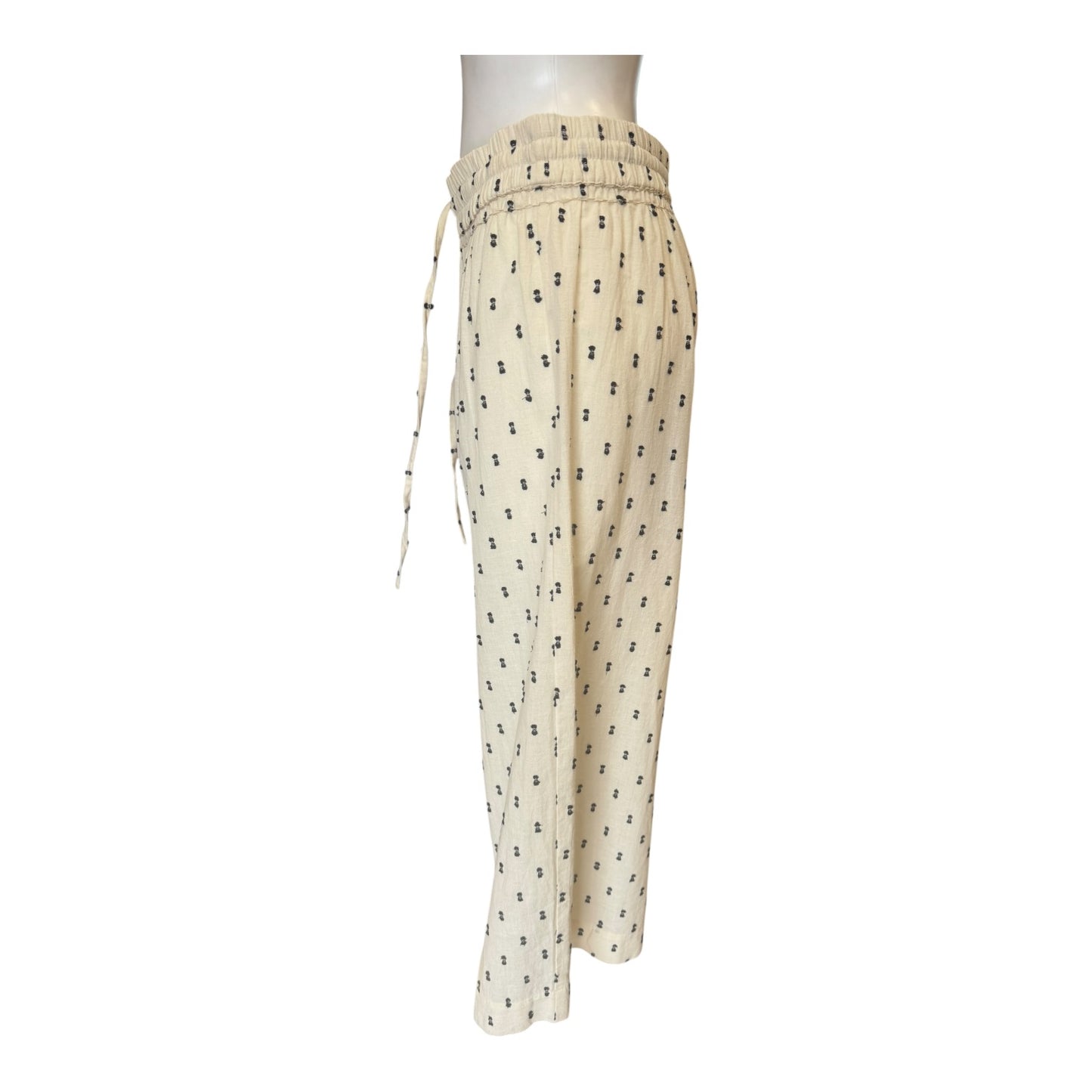 Costa Mani Gwennie Cream and Black Cotton Trousers - 10 - NEW