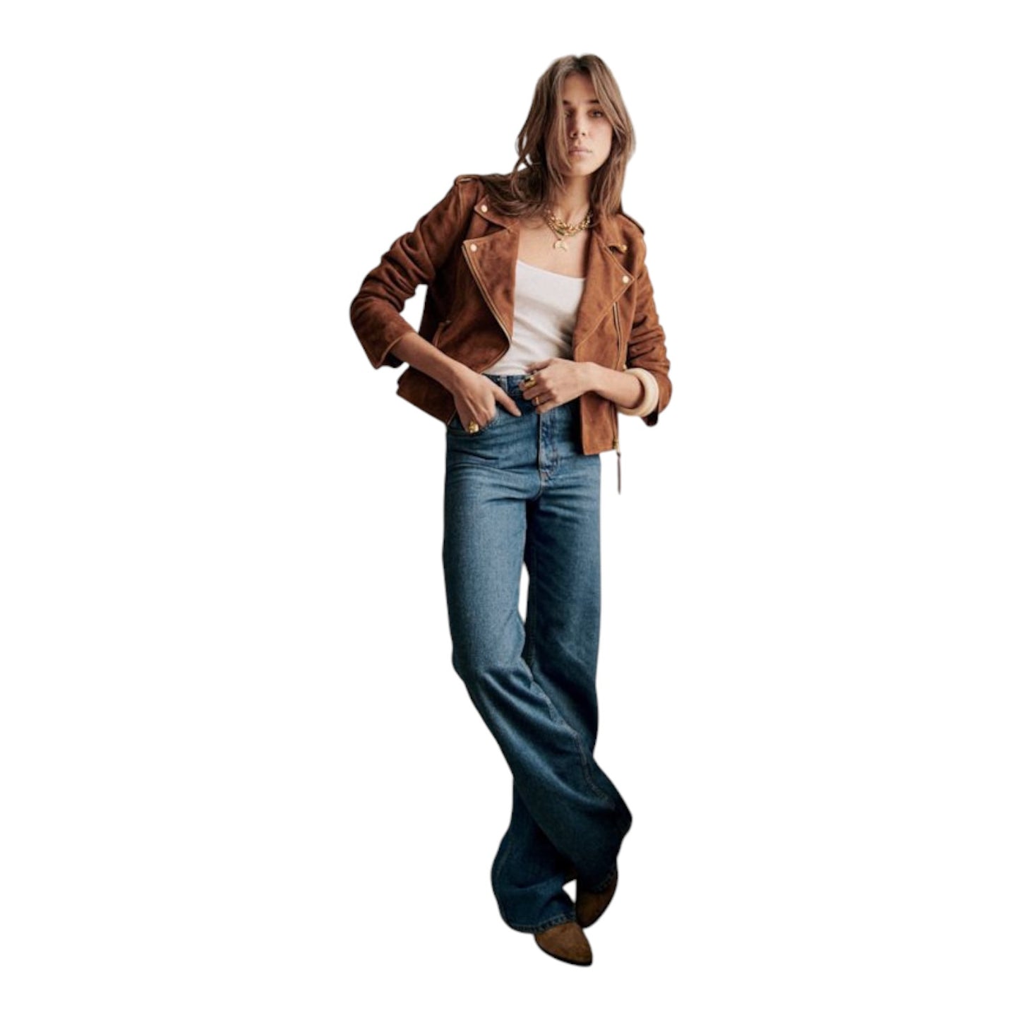 Sezane Brown Suede Zig Jacket - 8/10