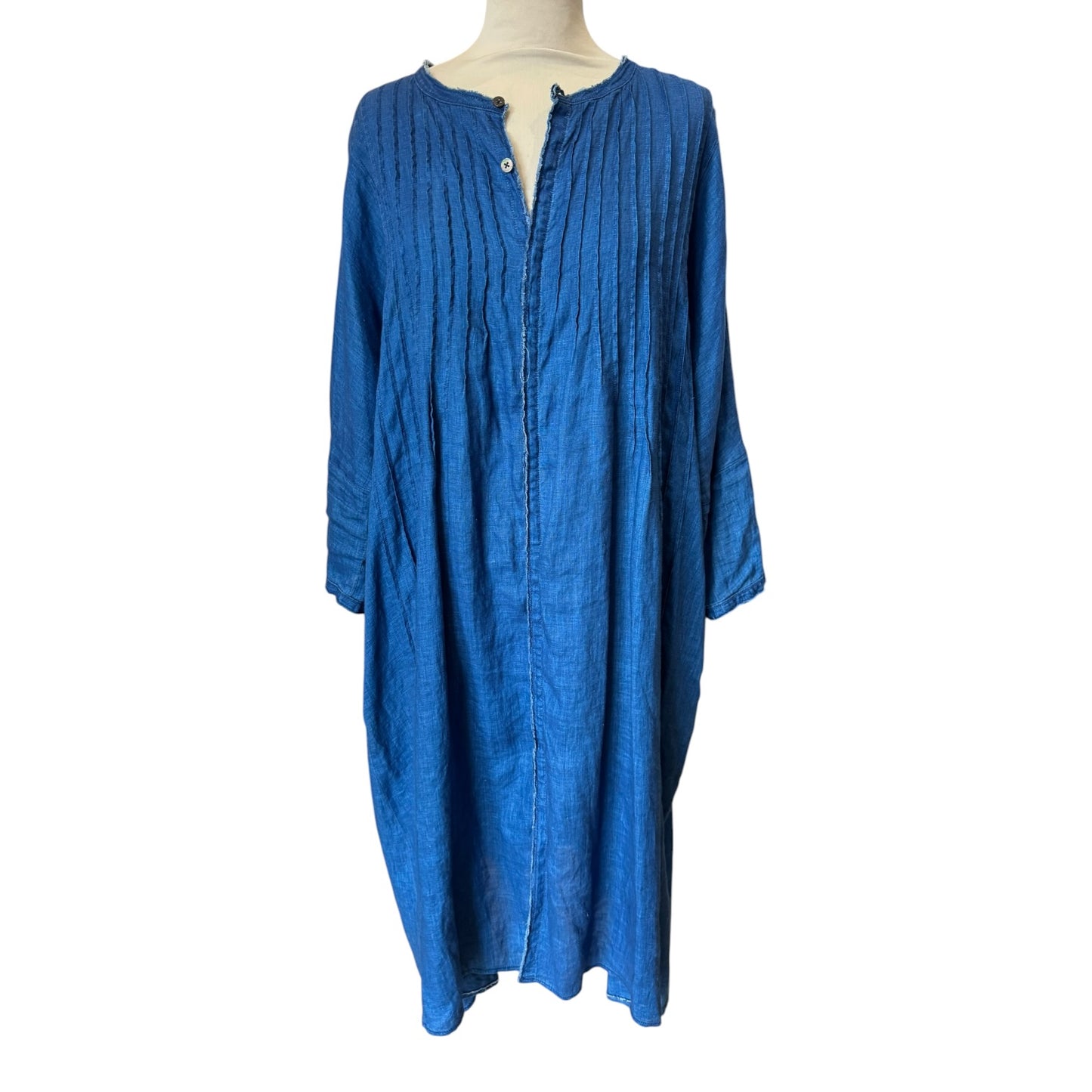 Kapital Blue French Linen Pintuck O'Keeffe Dress - One Size