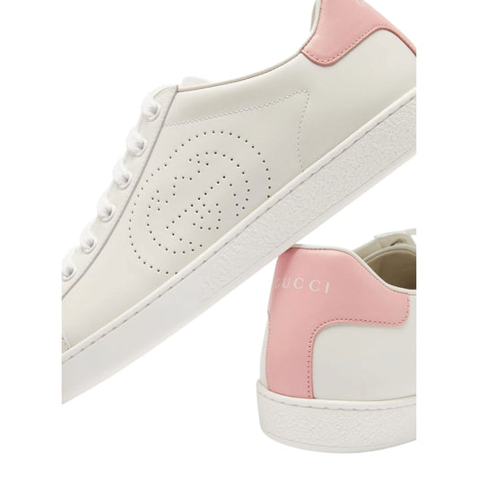 Gucci Ace White and Pink Perforated Trainers - 37.5 / 4.5