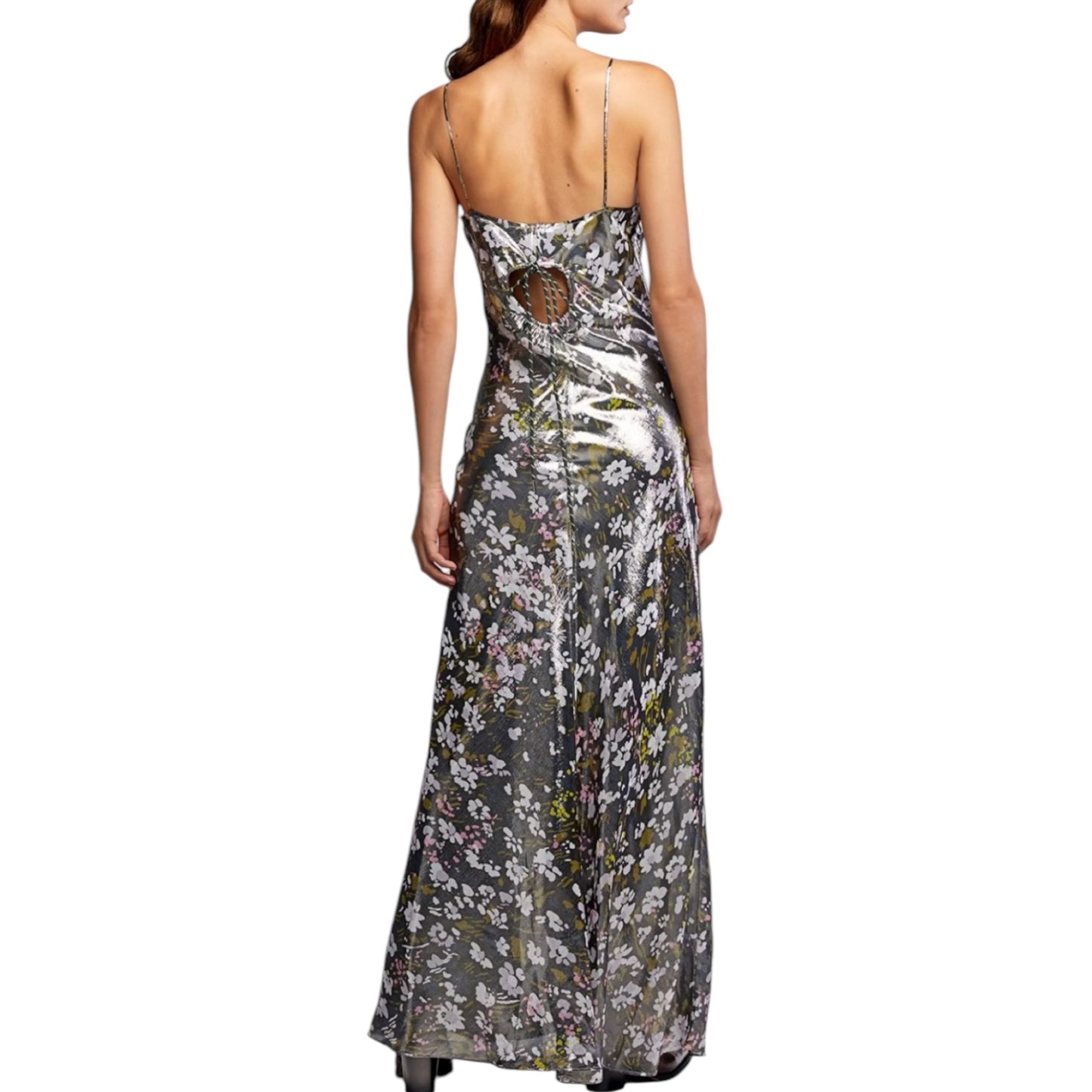 Ganni Metallic Floral Slip Dress - 8