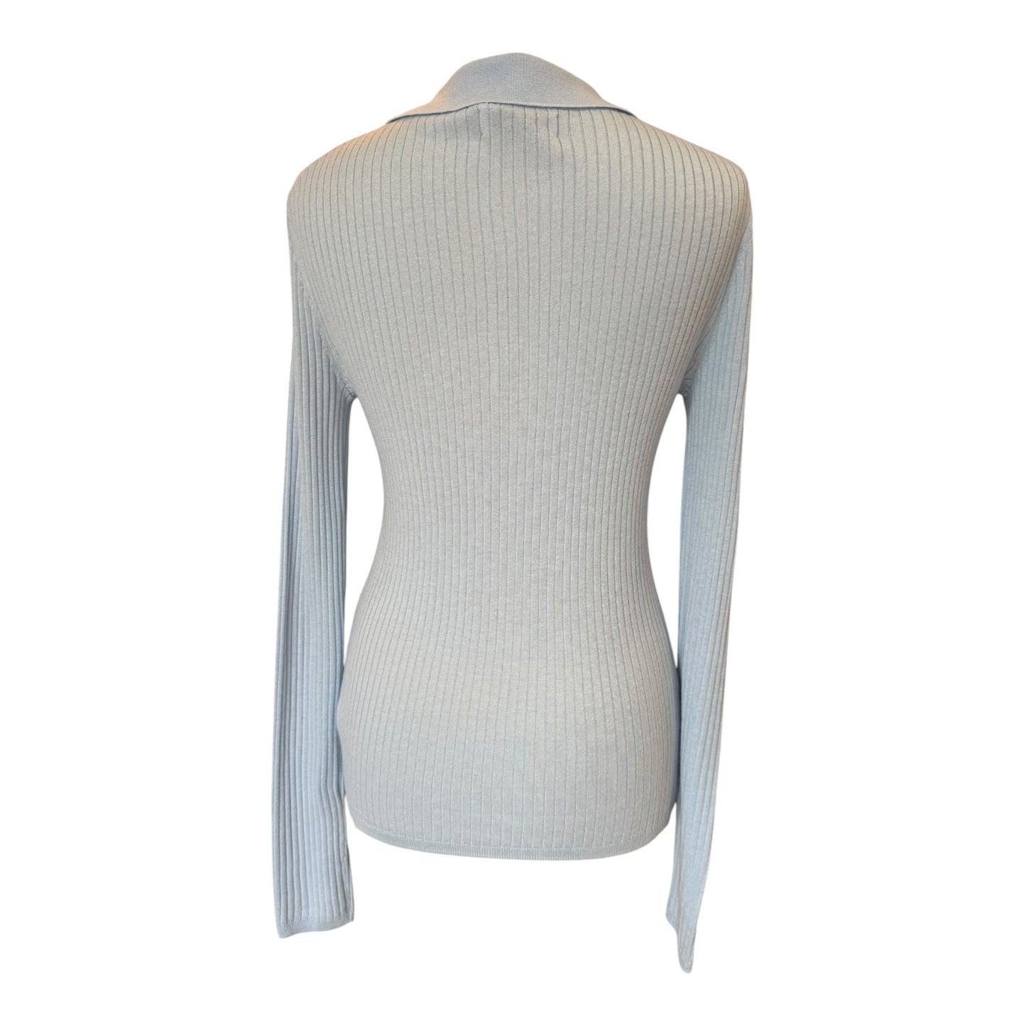 Serena Bute Blue Ribbed Henley Top - 8/10