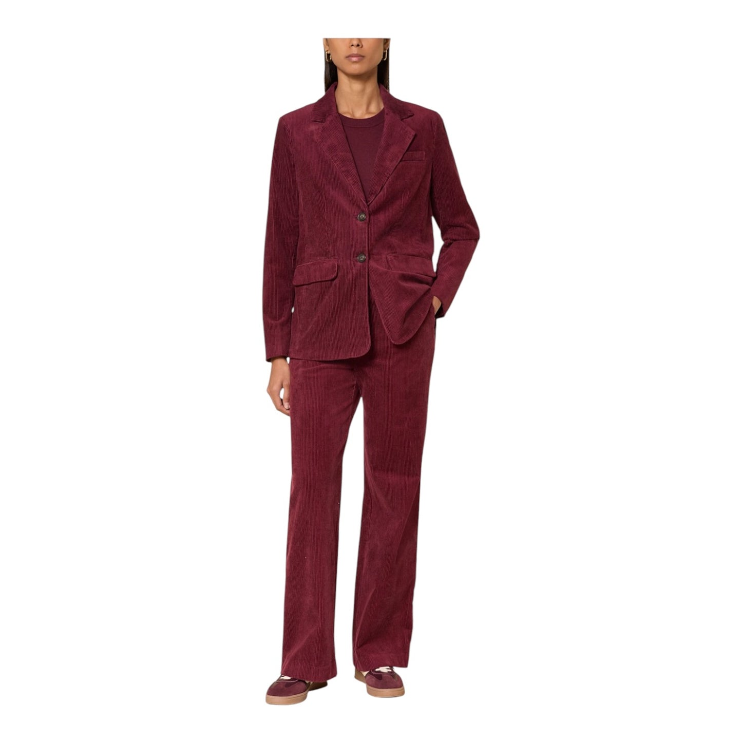 Part Two Maroon Burgundy Velvet Cord Blazer - 10