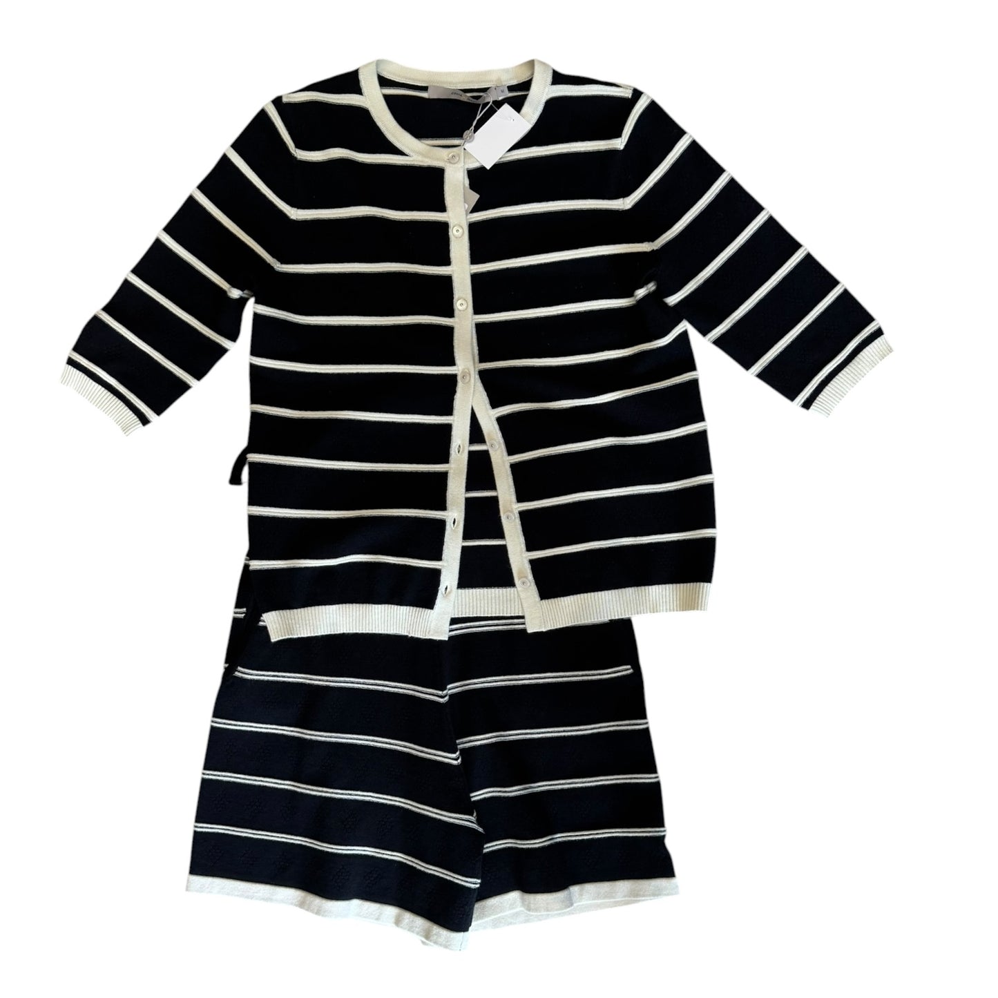 Costa Mani Black and Cream Two Piece Knit - 12 - NEW