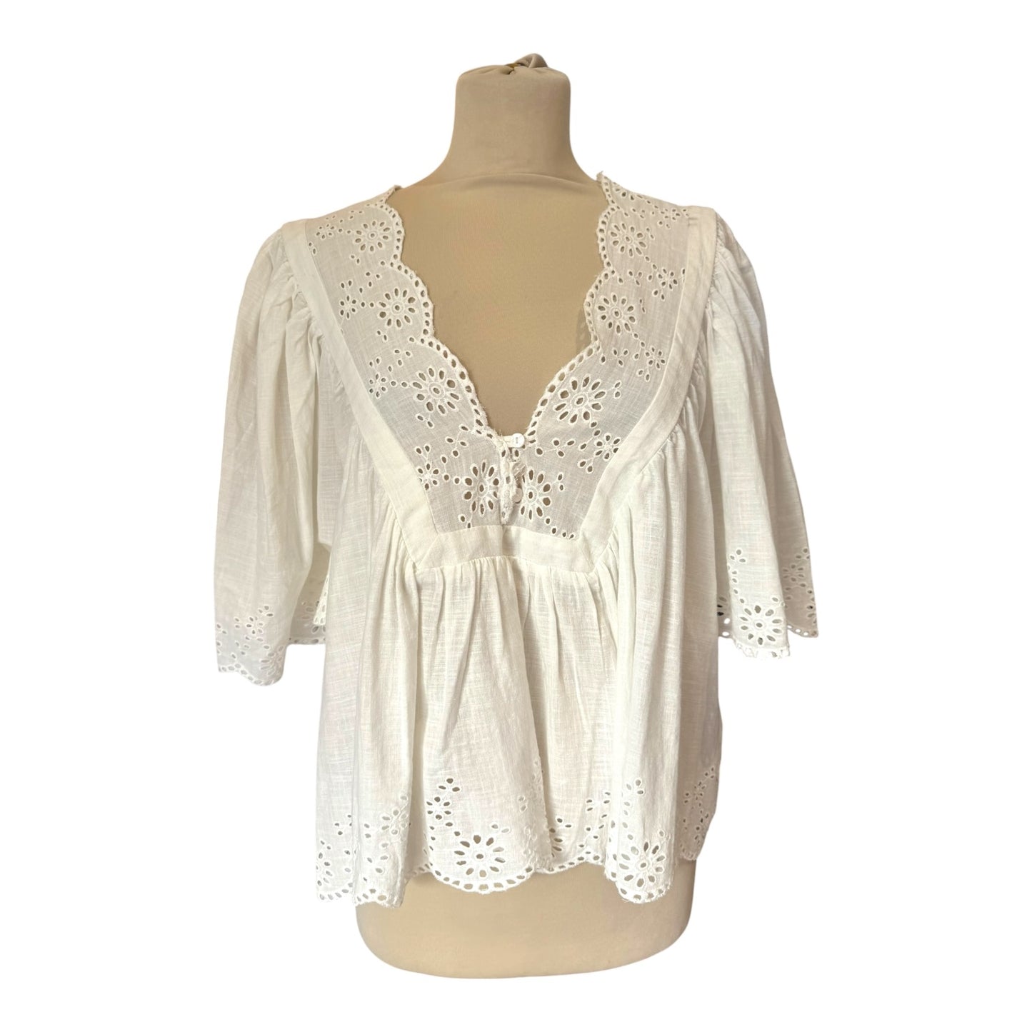 Free People White Costa Eyelet Top - 12