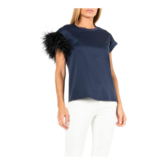 Sport Max Navy Feather Sleeve T Shirt - 10
