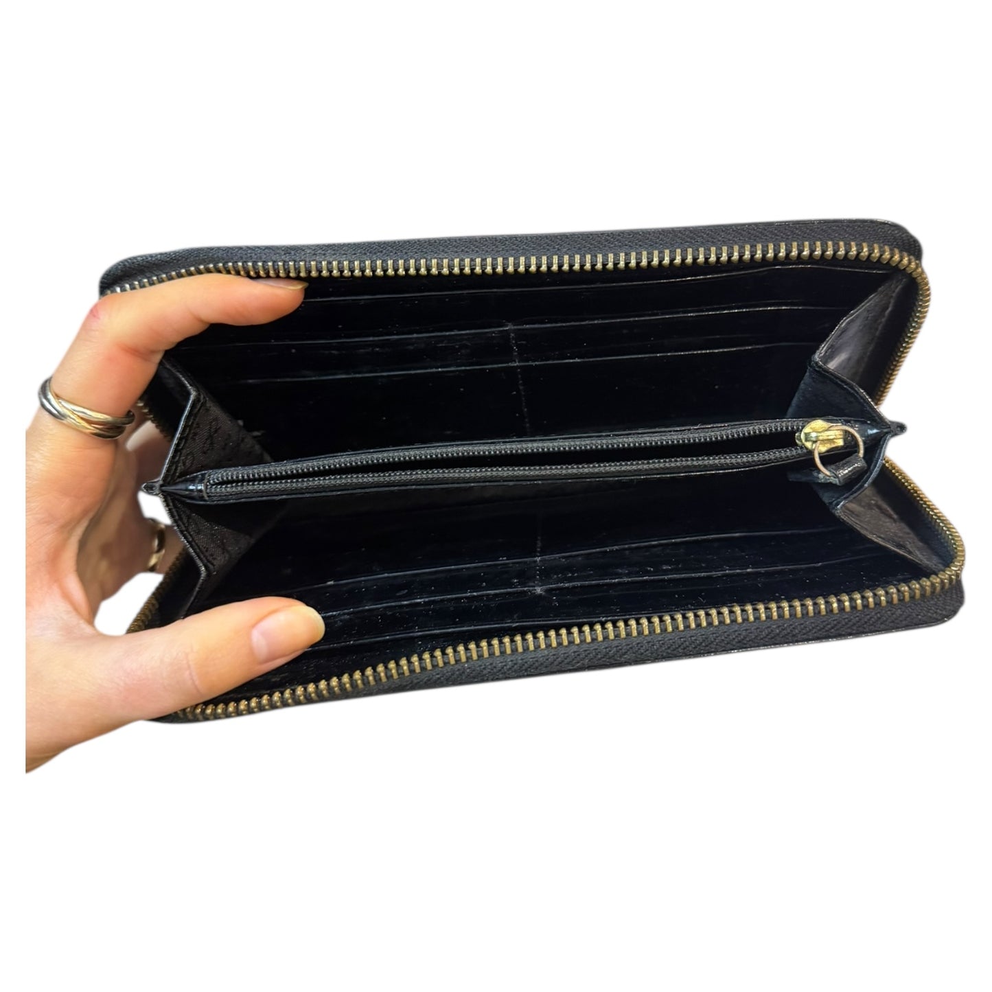 Anya Hindmarch Black Patent Leather Zip Wallet