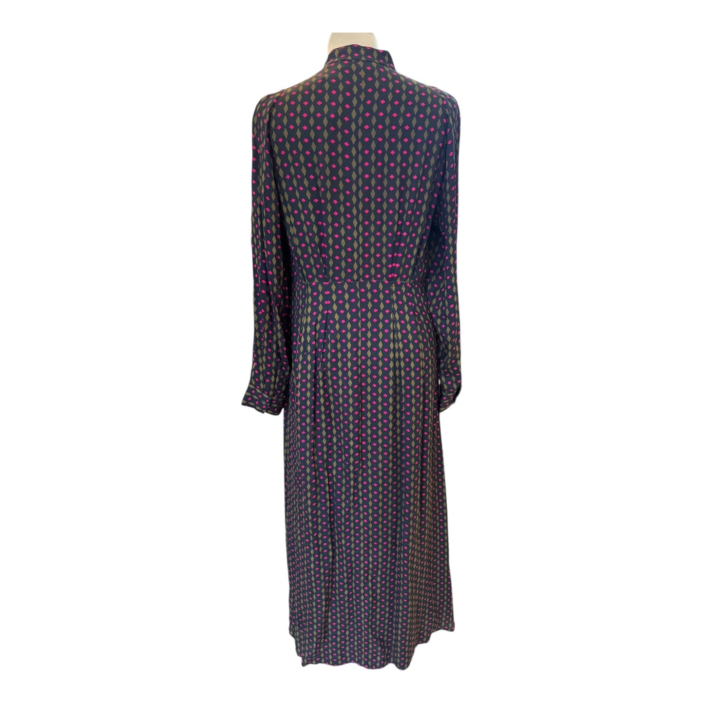 Marc O'Polo Navy Green and Pink Geometric Dress - 8