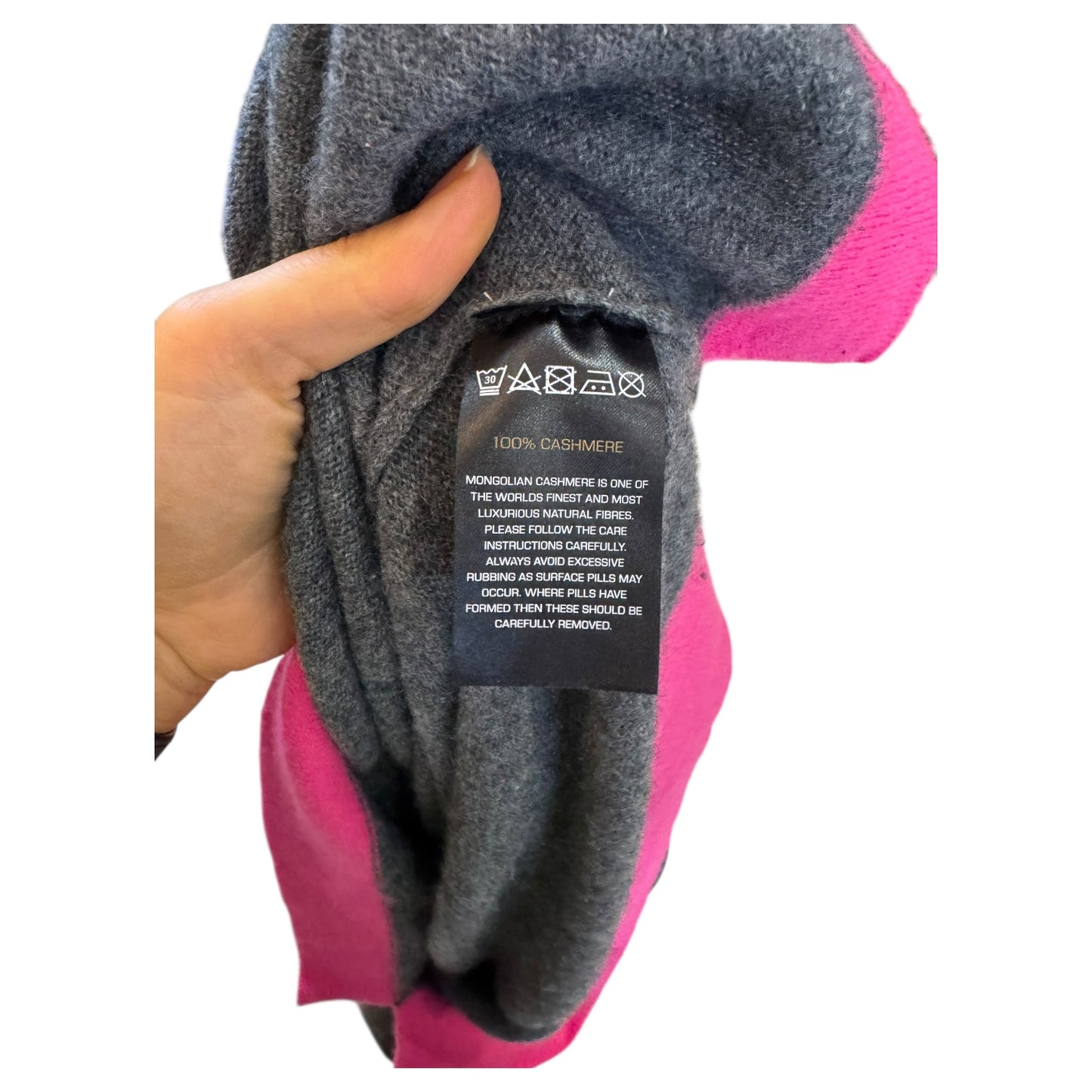 Moray Grey and Cerise Cashmere Cardigan - 12