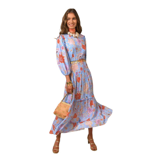 Rixo Monet Blue and Pink Floral Tiered Dress - 16