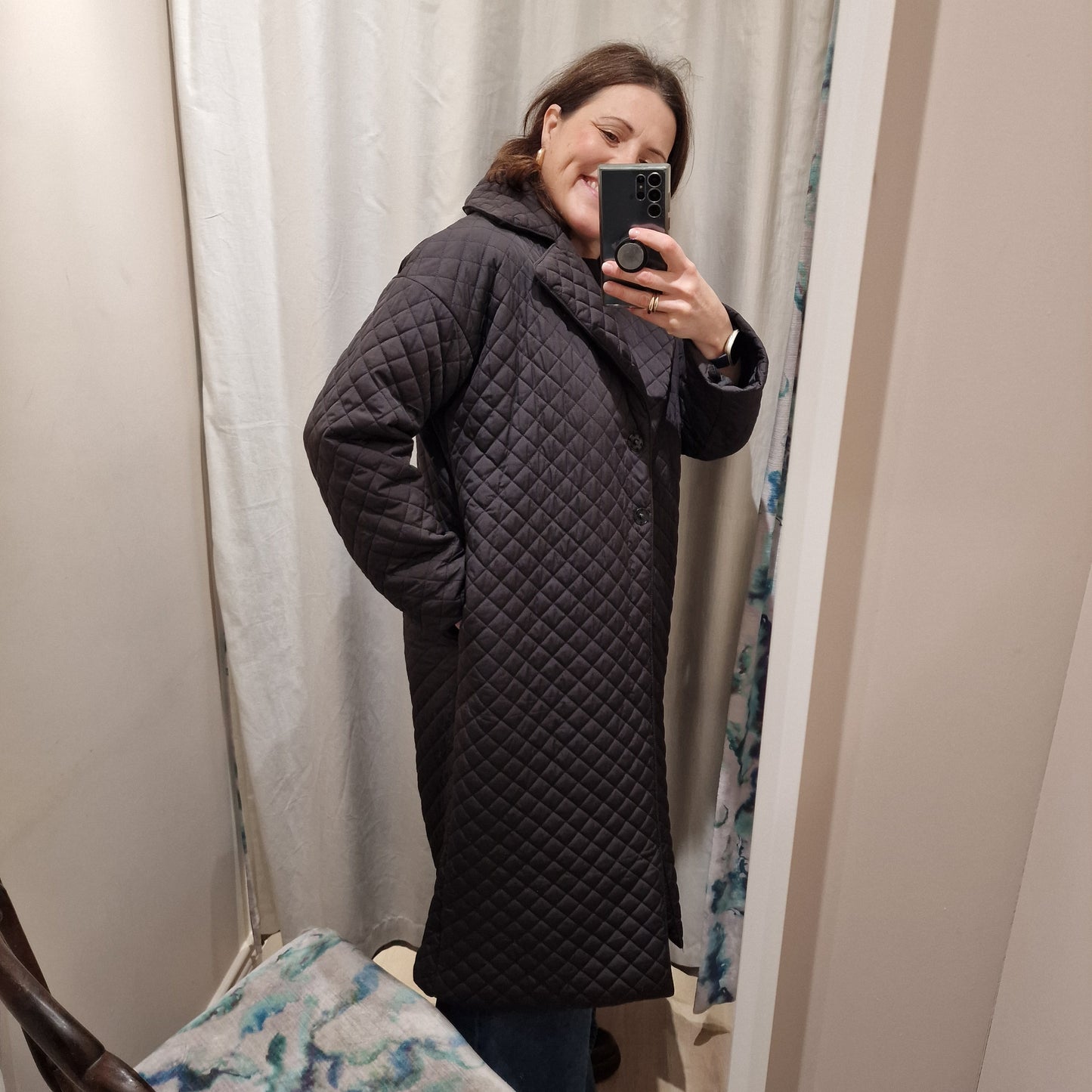 Asos black quilted oversized coat, size 6