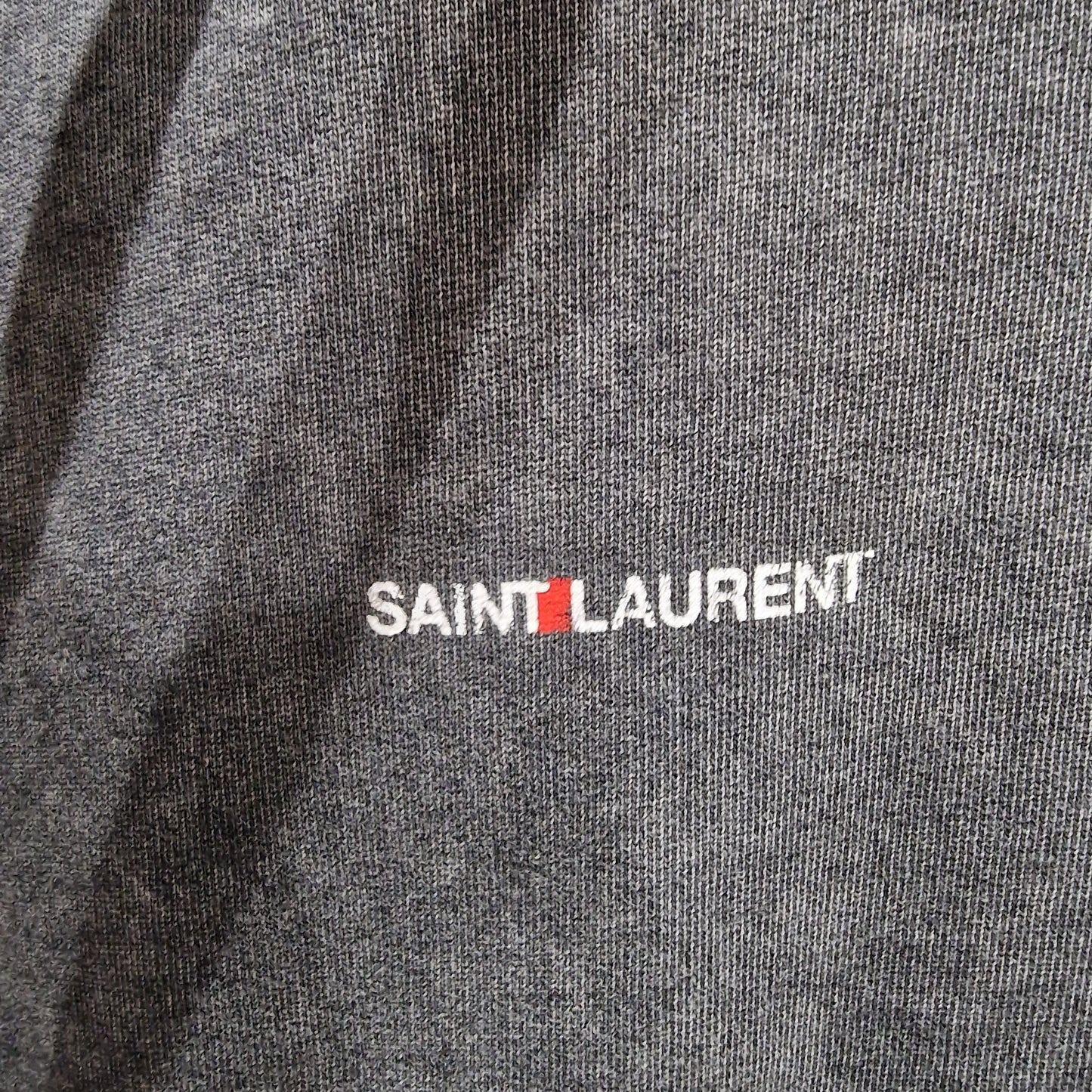 Saint Laurent Dark Grey hooded logo sweatshirt, oversized small