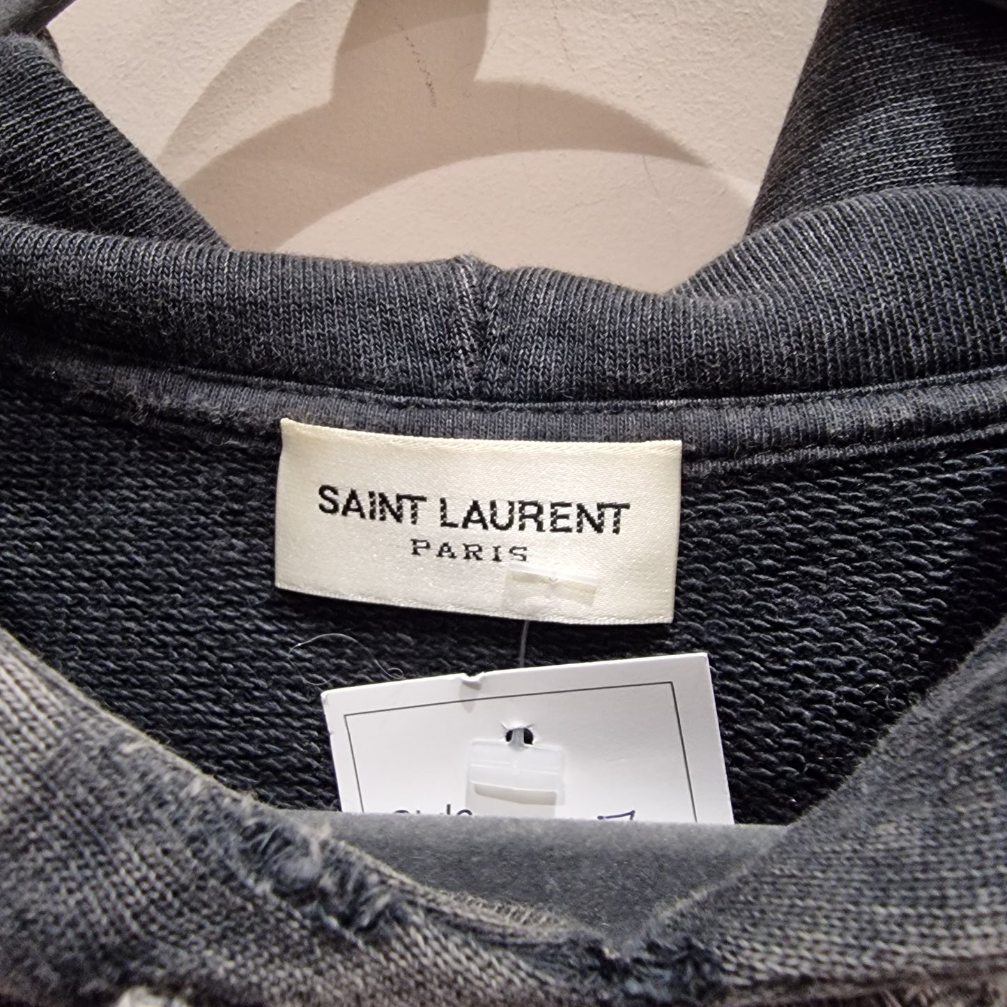 Saint Laurent Dark Grey hooded logo sweatshirt, oversized small