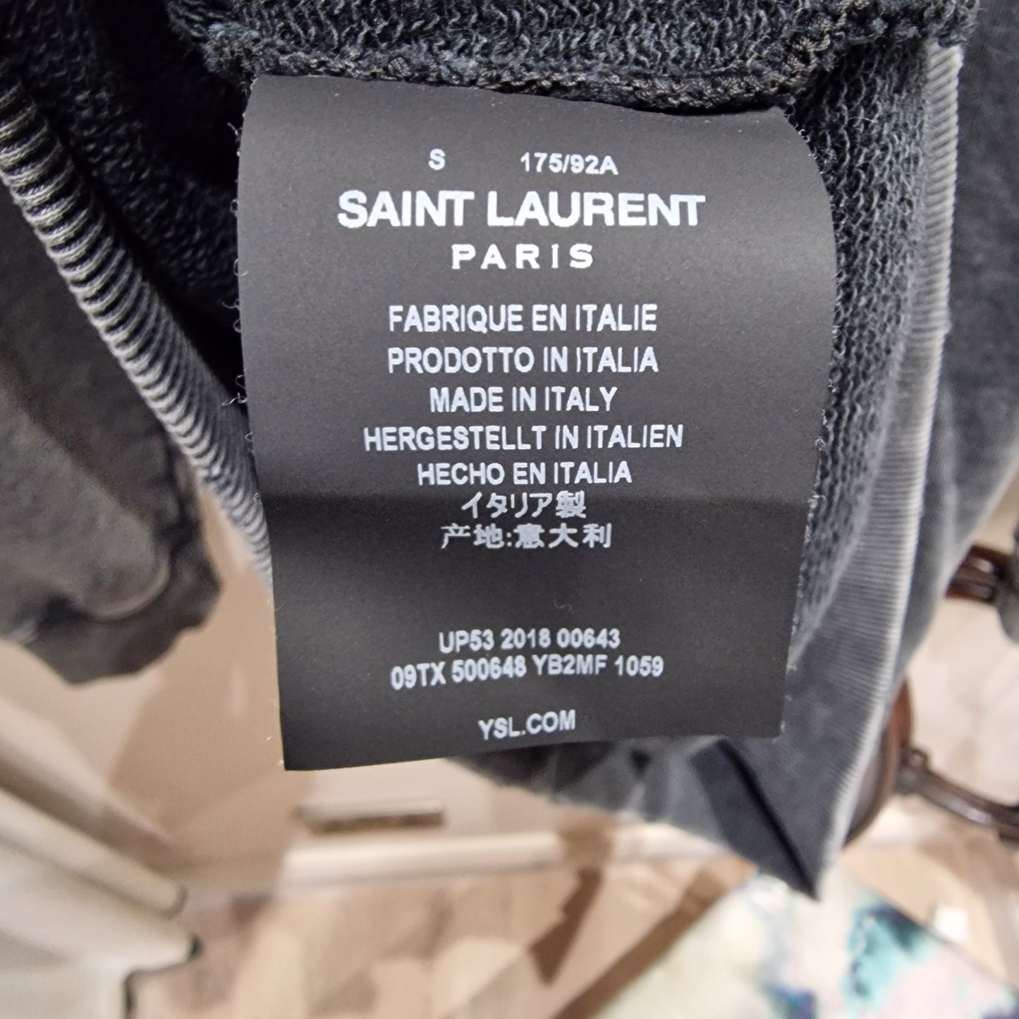 Saint Laurent Dark Grey hooded logo sweatshirt, oversized small