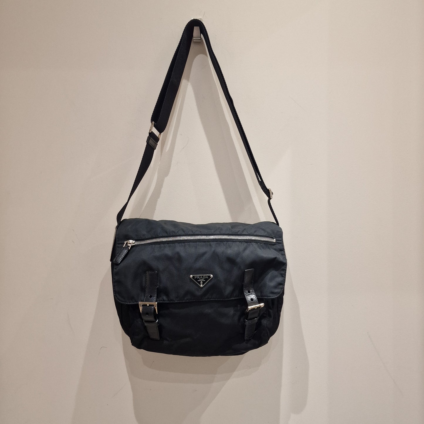 Prada black nylon crossbody bag