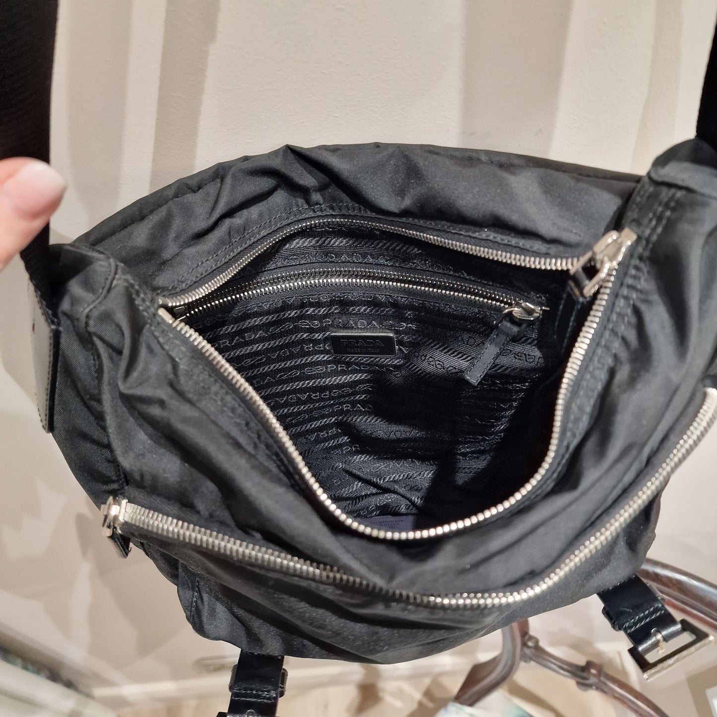 Prada black nylon crossbody bag